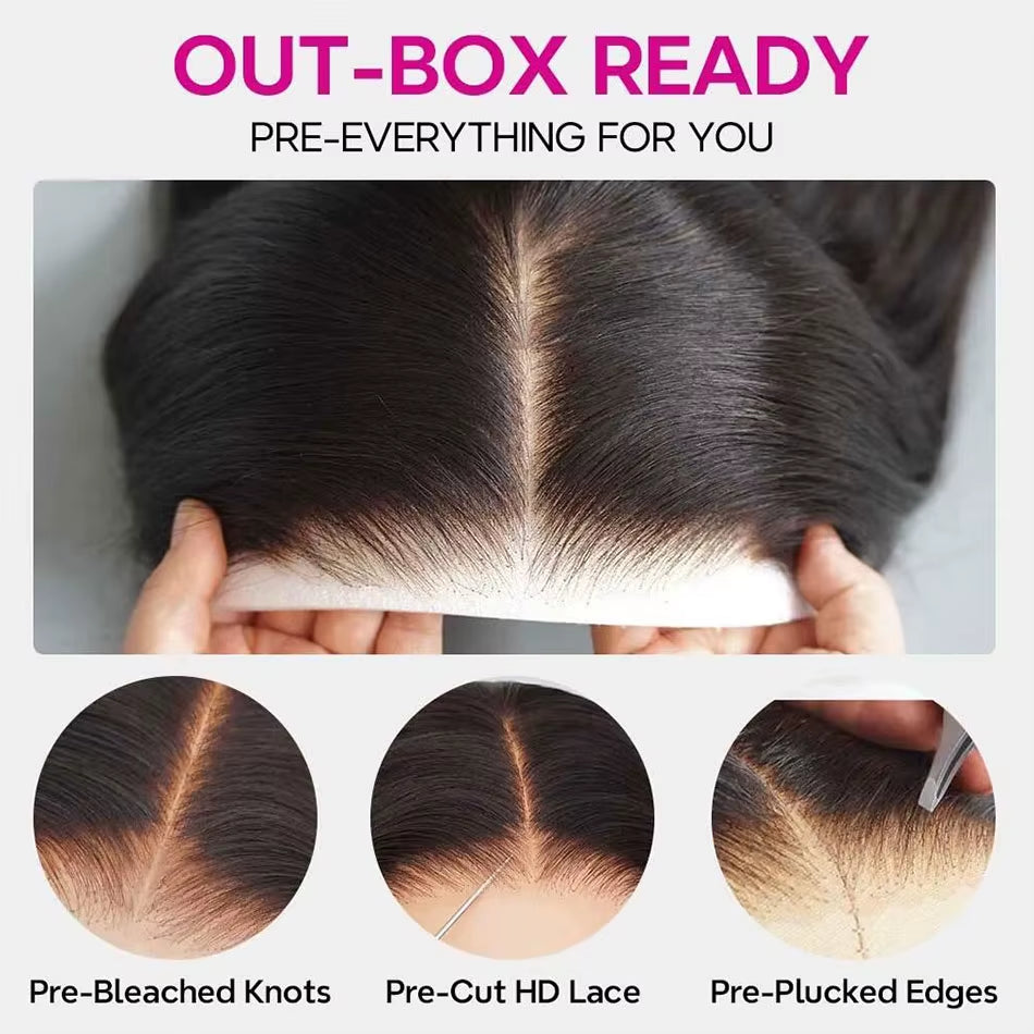 13X4 Deep Wave Frontal Wig 13X6 Lace Front Human Hair Wigs for Women Pre Bleached Ready to Go 6X5 HD Lace Closure Wigs