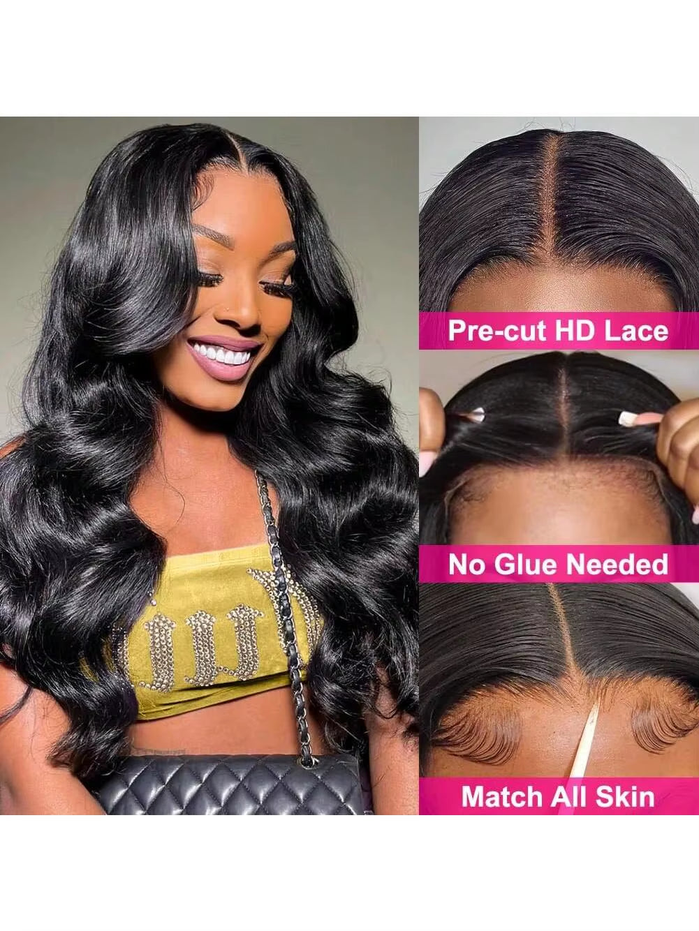 40 Inch 200% Density Wear and Go Glueless Wigs Human Hair Pre Plucked Pre Cut 13X4 HD Lace Wigs Body Wave Lace Front Wigs