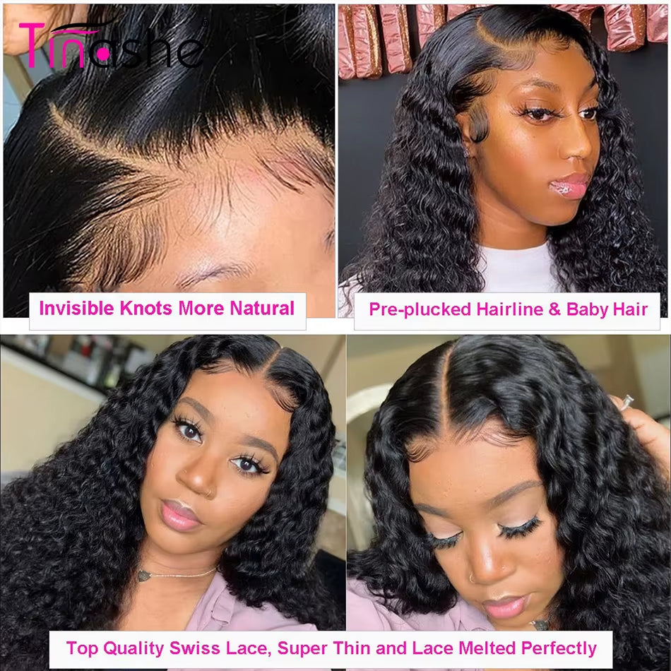 13X4 Deep Wave Frontal Wig 13X6 Lace Front Human Hair Wigs for Women Pre Bleached Ready to Go 6X5 HD Lace Closure Wigs